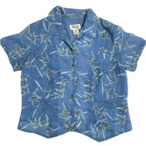 Style & Co. Blue Floral Short Sleeve Top